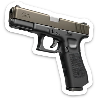 Glock 17 with an extended magazine and a clear legible engraving "N Block 17" sticker