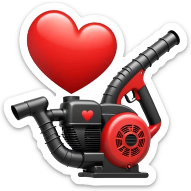 logo that says i heart blowing with a leaf blower sticker