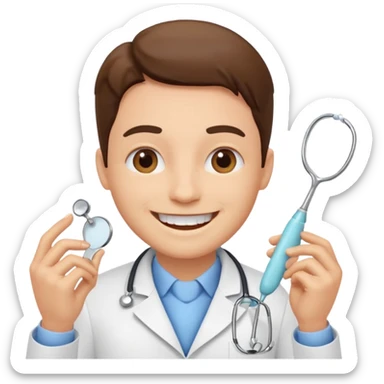 dentist, white coat, cheerful sticker