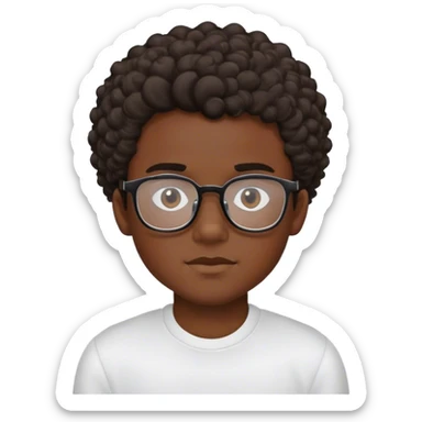 Strong, dark-skinned boy with slightly curly hair and handsome, with rectangular glasses. sticker