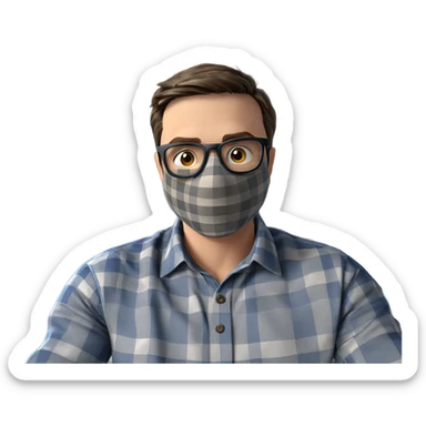 mysterious boy in plaid attire sticker