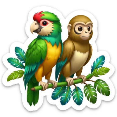 quetzal and monkey sticker