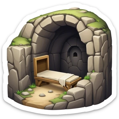 cave tomb with stone rolled, Jesus’ empty tomb  sticker