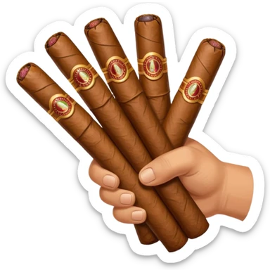 a hand holding lots of cigars sticker