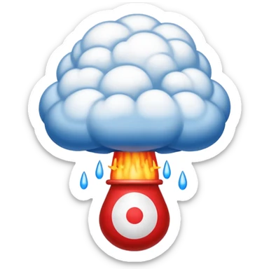French flag with a cartoon nuclear explosion mushroom cloud directly above it, emoji style sticker