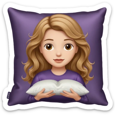 sleeping light brown wavy hair white girl with a silk pillow sticker