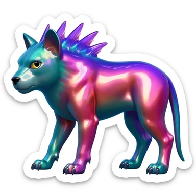 Shiny Epic Edgy Cool Colorful Vibrant Modern Vernid-Protogen-creature-animal, full body sticker