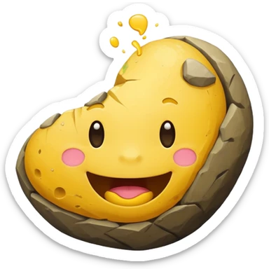 make the yellow emoji face eat a boulder sticker