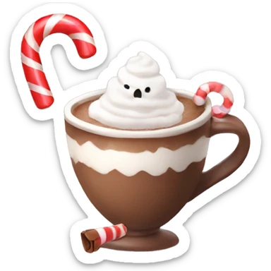 Hot coco with candy cane sticker