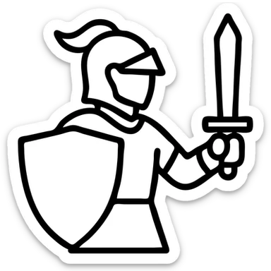 Knight hero with sword and shield sticker