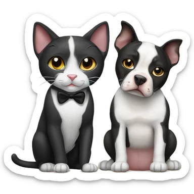 Tuxedo cat with pit bull dog sticker