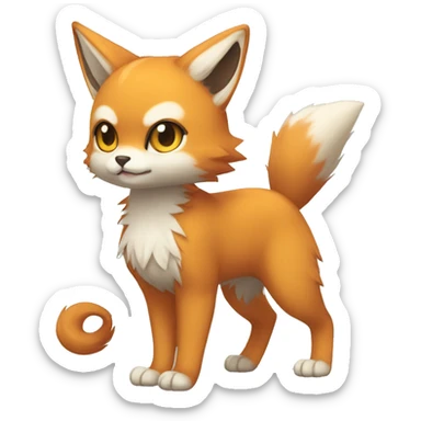 a chibi-style cat-fox-Fakémon-hybrid full body sticker