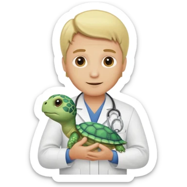 blonde man veterinarian with baby turtle sticker