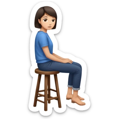 a person sitting on stool with full back head turn

 sticker