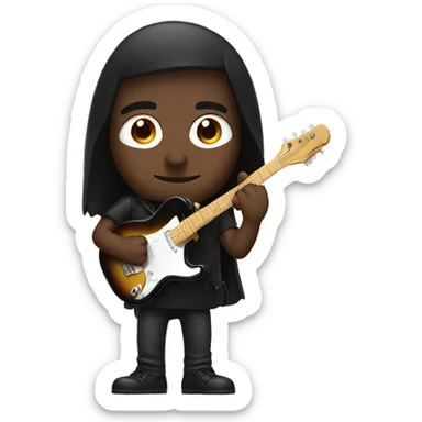 man with black guitar sticker