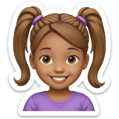 brown baby girl with ponytails hairstyle  sticker
