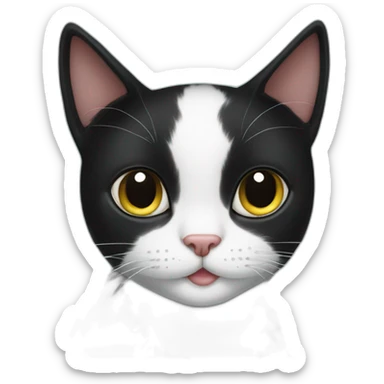 Black cat with White birthmark like heart sticker