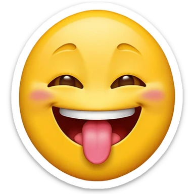 Tongue out emoji with peace sign infront of the tongue  sticker