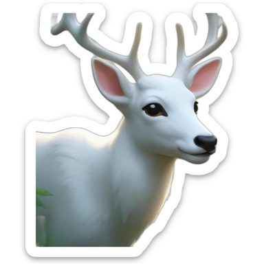 White deer in the sunlight filtering through the trees sticker