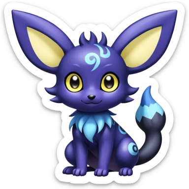 Shiny Cute Adorable Umbreon-Noibat-Meowstic-Hybrid-Creature with pattern-markings sticker