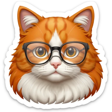 Orange cat wearing nerdy square glasses. sticker