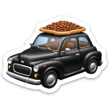 Car with beans in it and stuck in tar sticker