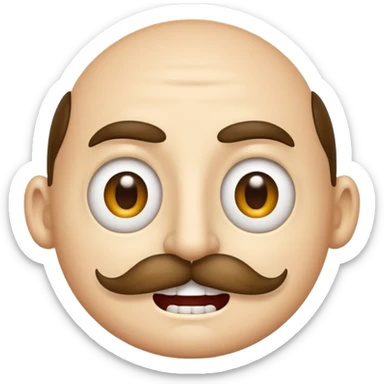 A regular emoji face with Half lidded eyes, large nostrils a moustache and sharp teeth sticker