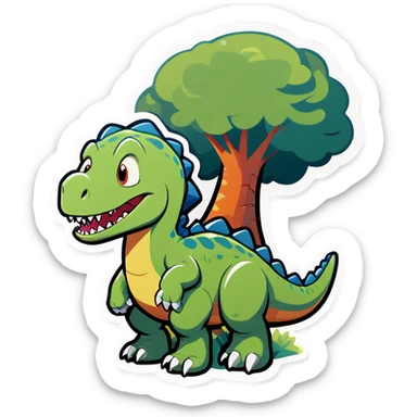Dinosaur climbing a tree sticker