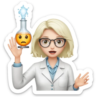 Crazy Girl mad scientist holding large blank sign sticker