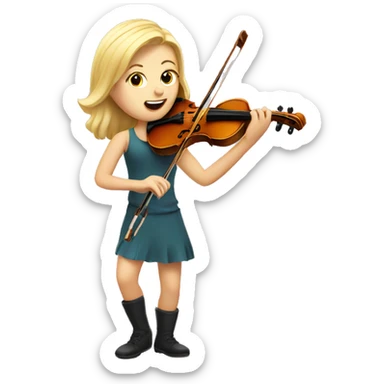 blond girl playing a violin sticker