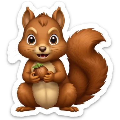 A realistic squirrel that’s mad eating a acorn  sticker