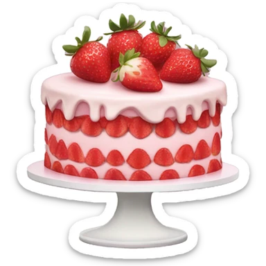 Pink strawberries and cream birthday cake  sticker