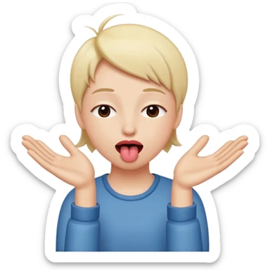 tongue out with hands to the side and eyes closed  sticker