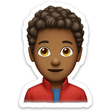 Brown kid wearing a red jacket sticker