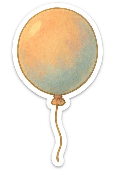 icon of a balloon, soft colors, whimsical, ghibli style sticker