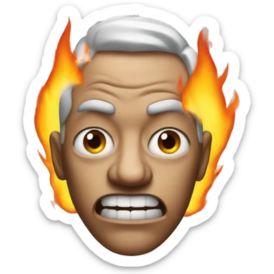 Mad with fire coming out of eyes sticker