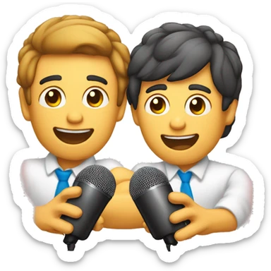 dois homens gays magros de mãos dadas falando no microfone sticker