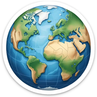 an icon featuring an earth with attitude and longitude lines, a textbook, and a topographic map, symbolizing geography as a science. The design includes a compass, mountain ranges, and rivers, representing the study of Earth's features and landscapes. Transparent background highlights geography. sticker