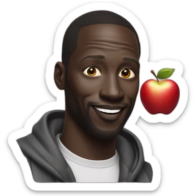 Omar Sy with an apple sticker
