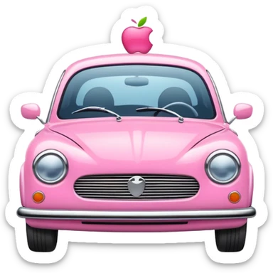 pink car emoji, simple and cheerful, apple style sticker