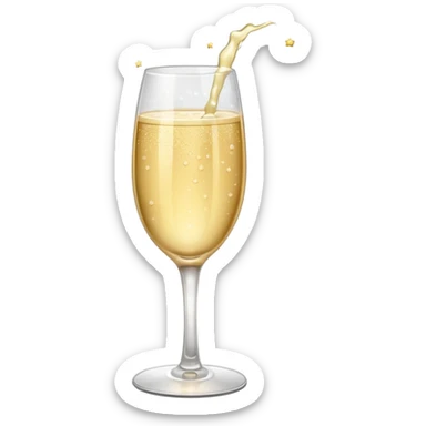 a glass of champagne with sparkling stars sticker