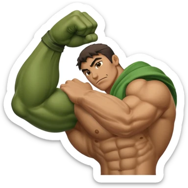 green arm with clenched fist and muscle forearm  sticker
