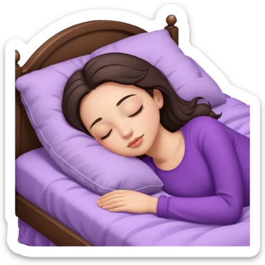 brunette-single-girl-in-lavender-bed-sleeping-pretty-eyelashes-light-skin sticker