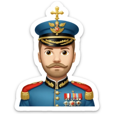 Nicholas II, Russian tsar, ornate military dress, sash sticker