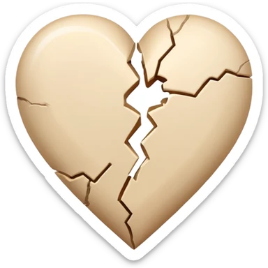 Cream broken heart sticker