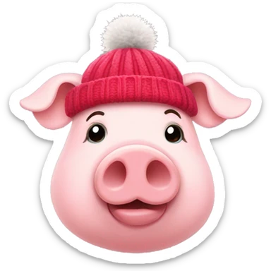 Pig wearing a woolly hat  sticker