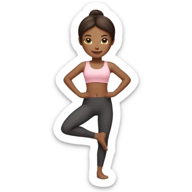 brunette yoga girl light pink clothes on sticker