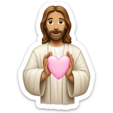 Jesus making light pink heart with hands sticker