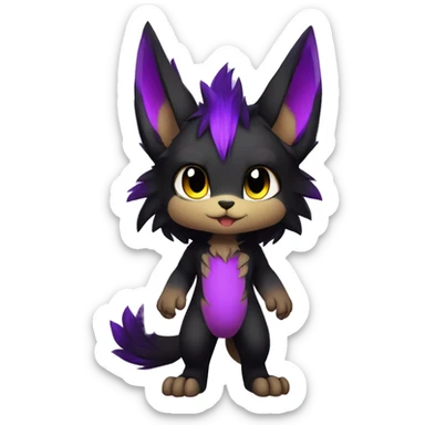 Anthro-Edgy-Cool-Black-Purple-Contrast-Colors-Fantasy-Fur-Sona-Chibi-Shiny-Fakémon-Hybrid full body sticker
