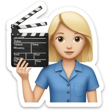 Blonde girl with film clapboard sticker